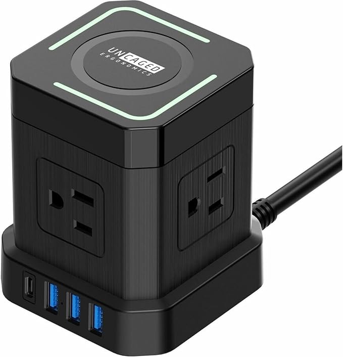 Uncaged Ergonomics Wireless Charger Cube Power Strip