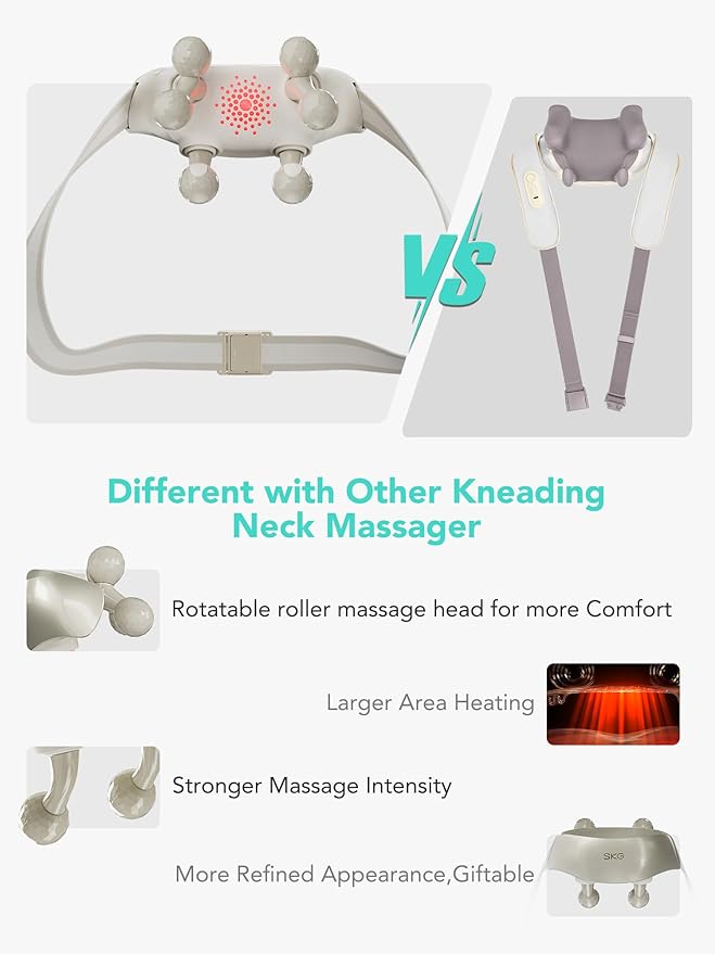 SKG Neck Massager for Pain Relief Deep Tissue Shiatsu Neck and Shoulder
