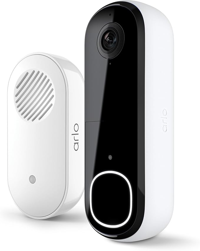 Arlo Video Doorbell 2K + Chime 2, Wireless or Wired Option, 2-Way Audio