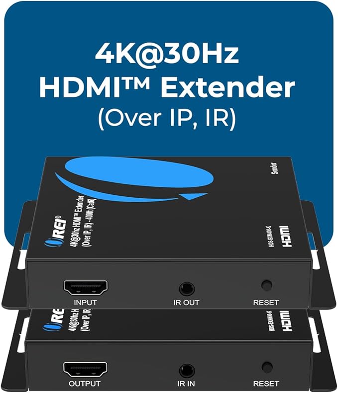 OREI 4K HDMI Extender Over IP CAT6-4K@30Hz One to Many Upto 400 Feet, Loop Out