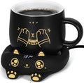 PUSEE Coffee Mug Warmer & Cute Cat Mug Set, Coffee Cup Warmer
