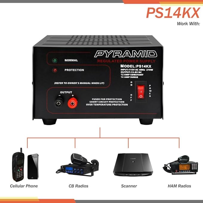 Pyramid Universal Compact Bench Power Supply - 12 Amp Linear Regulated Home Lab