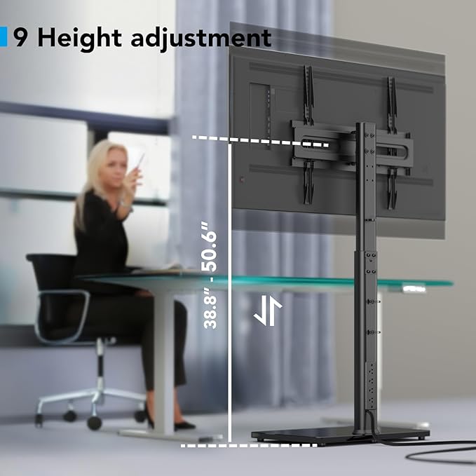 AX WABER Floor TV Stand with Power Outlet, Universal TV Stand Mount