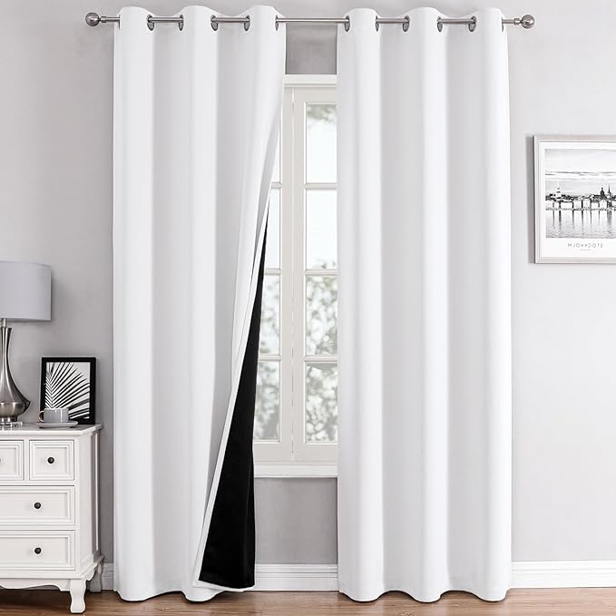 ChrisDowa 100% Blackout Curtains 84 inch Long
