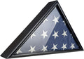 Burial Flag Display Case Fits 5'x9.5' Flag, Thin Bottom Edge Military Flag Box with Glass Front for American Veteran Flag, Wooden Memorial Folded Flag Case Shadow Box (Black)