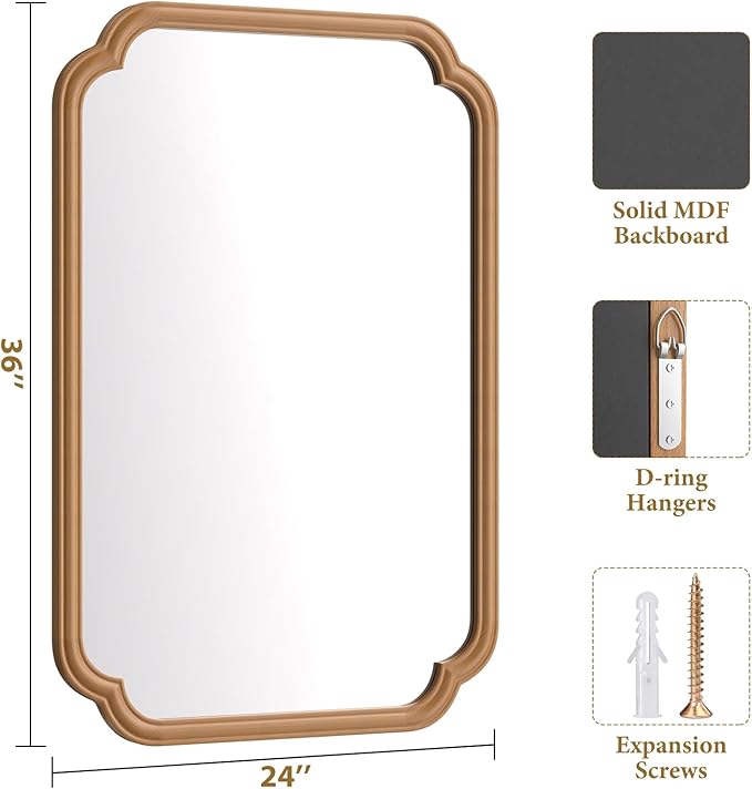 Wood Bathroom Mirror for Wall Mounted