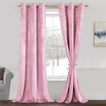 JIUZHEN Pink Velvet Curtains 96 inches (Set of 2)
