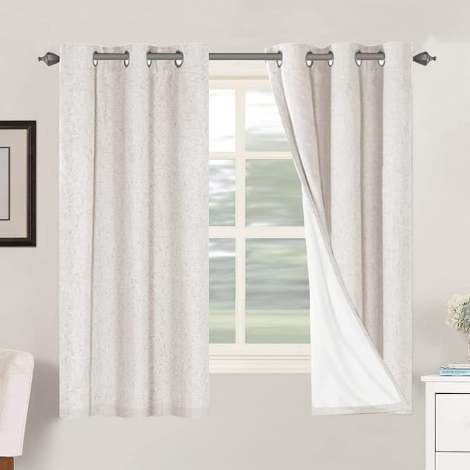 H.VERSAILTEX Primitive Linen Curtains 100% Blackout Curtain Drapes Burlap