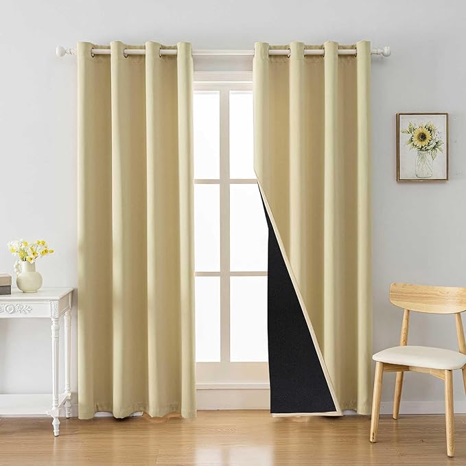 Anytime 100% Blackout Curtain 2 Panels Set, Thermal Insulated Window Drapes