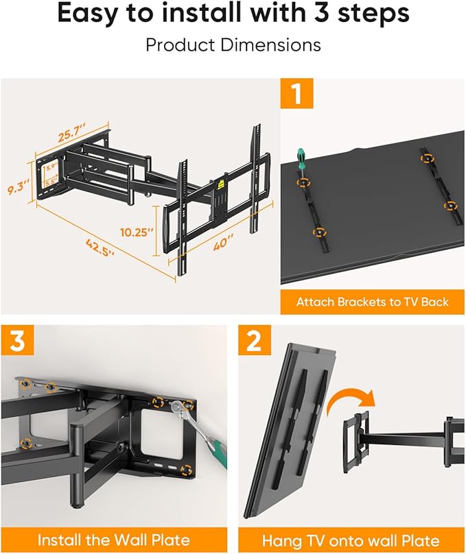 FORGING MOUNT Heavy Duty XXL Full Motion TV Wall Mount