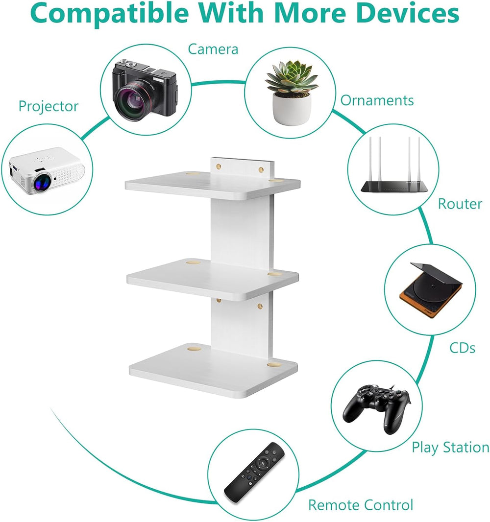 WALI Floating TV Shelf, 3 Tier Projector Shelf for DVD Players, Routers, Game...