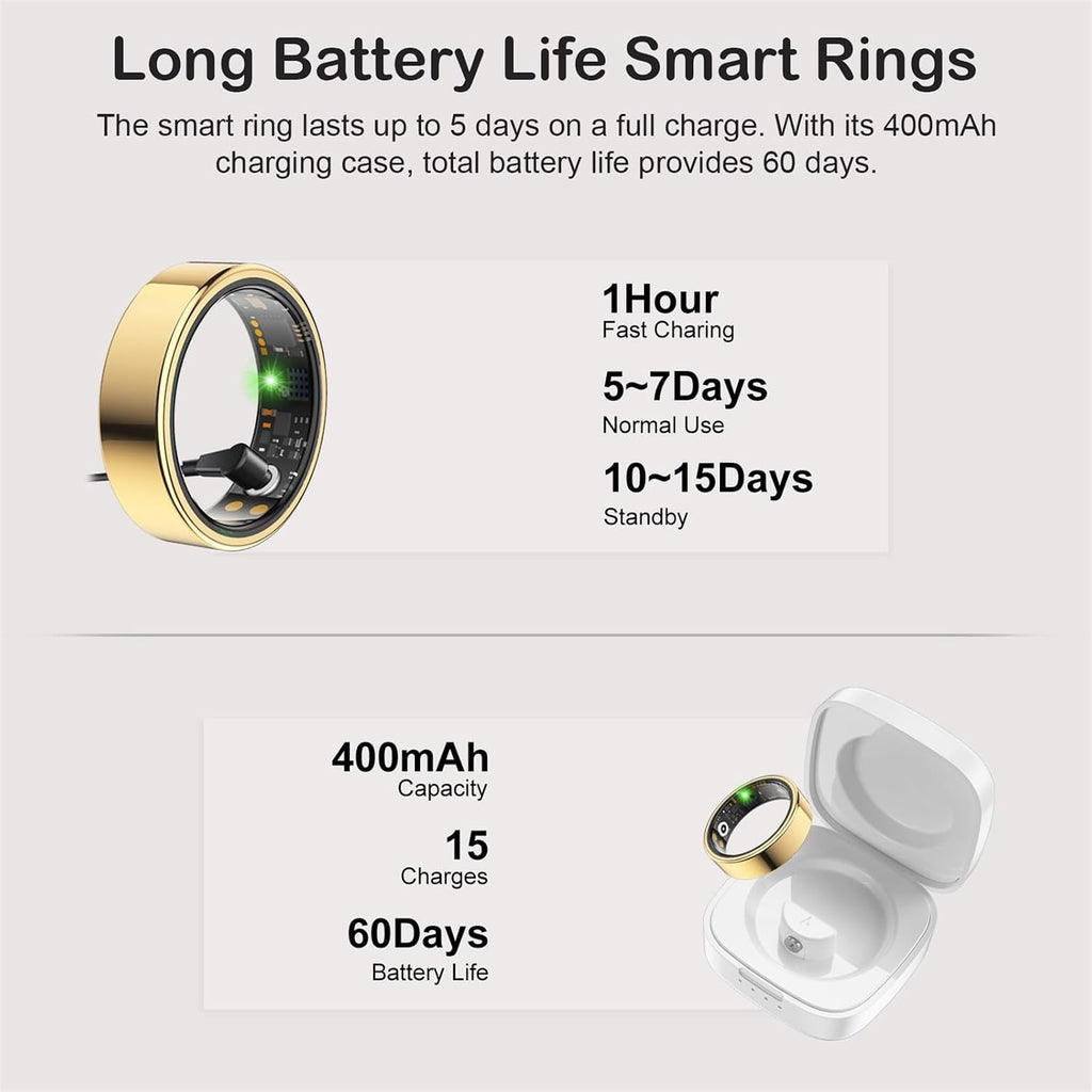 smart ring for women men, sleep activity health, front angle view