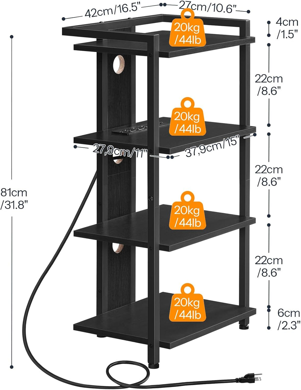 HOOBRO Game Console Shelf, 4-Tier Video Gaming Consoles Stand with Outlet &am...