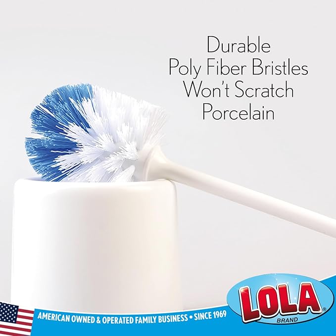 LOLA Classic Toilet Brush, 6 Pack, Durable Fiber Stiff Bristles, Compact Size