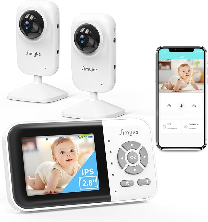 2Cameras Video Baby Monitor, Two Mode, 2.8'' IPS Display Screen, Night Vision