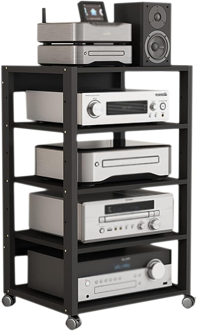 Dernoing 5 Tier Audio Rack Tower, CD Record Player Stereo Receiver AV Equipment