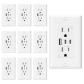 ELEGRP USB Outlets, 15 Amp Wall Outlet (10 Pack)