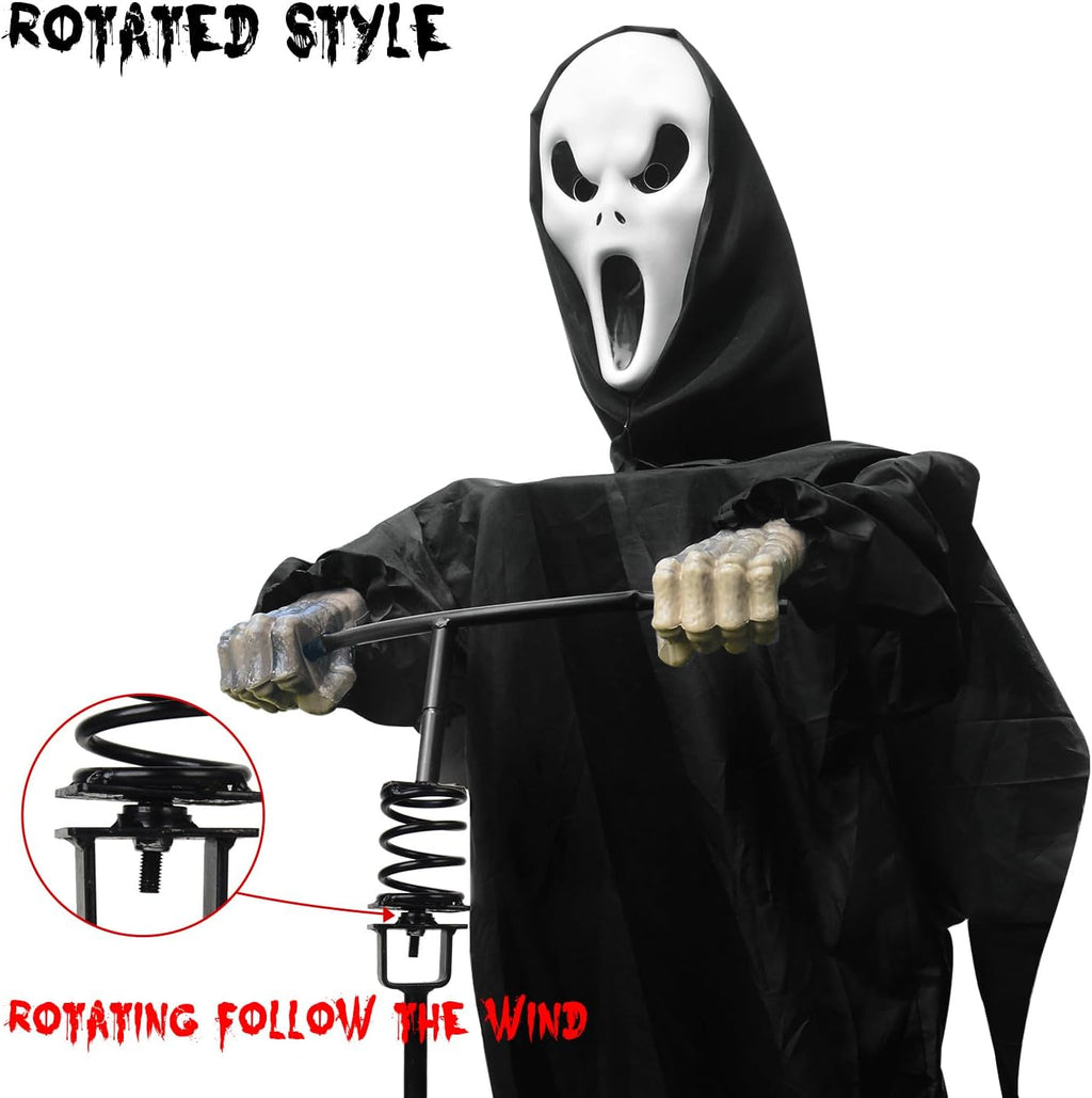 LarpGears Halloween Scarecrow Ghost Outdoor Decorations, 7.5Ft Halloween Rotatable Flying Ghost Home Decoration for Outdoor Garden, Porch, Yard