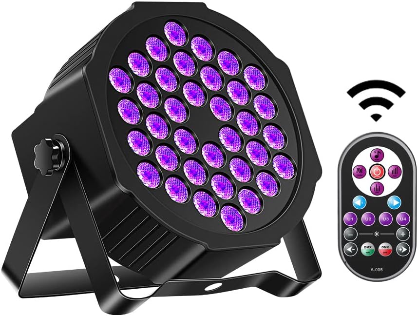 36LED Black Lights, U`King 72W UV Stage Lights Blacklight with Glow in The Da...