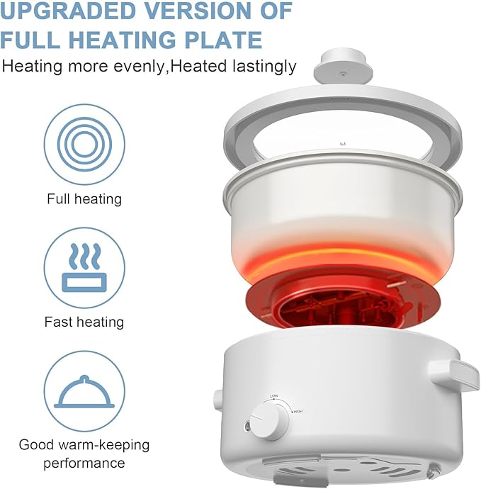 Hot Pot Electric, 2L Ceramic Glaze Non-Stick Pan, Portable Hot Pot