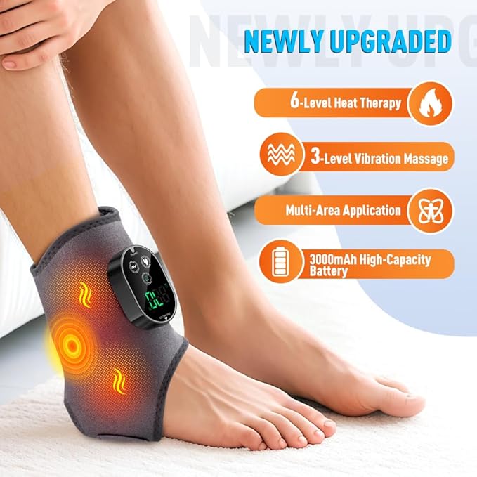 Foot and Ankle Massager for Pain Relief, Ankle Heating Pad Foot Renew Triple