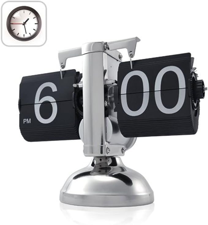 WoneNice Retro Digital Flip Down Clock -Battery Powered Internal Gear Operated