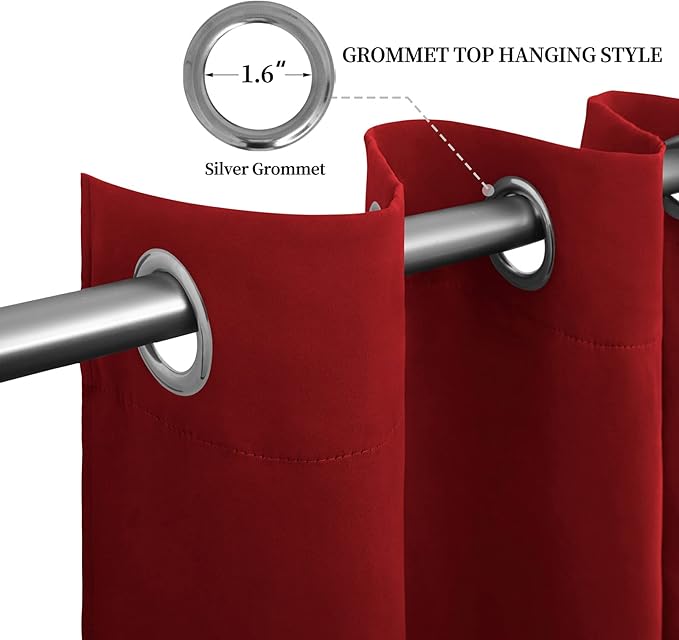 Easy-Going Blackout Curtains for Bedroom, Solid Thermal Insulated Grommet and