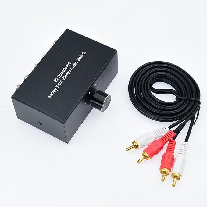 No Noise 4 Way 1 in 4 Out or 4 in 1 Out Audio Sound selector RCA Female Stereo
