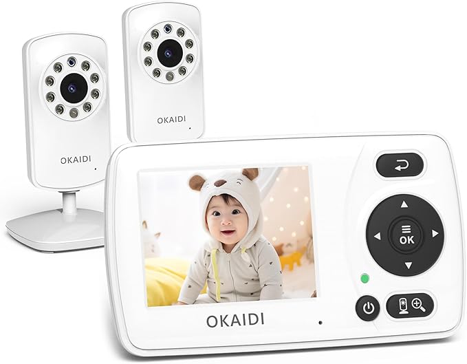 OKAIDI Video Baby Monitor with 2 Cameras, 2.4'' Portable Travel Screen