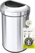 EKO Urban 21 Gallon Semi-Round Open Top Waste Bin, Stainless Steel Half Round