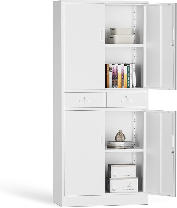 Metal Storage Cabinet with 2 Drawers 71" H