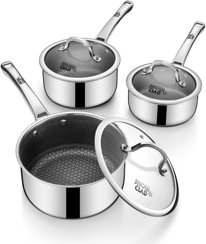 Sauce pan with lid, 1.5 Quart & 2.5 Quart & 3.5 Quart Hybrid Nonstick Sauce