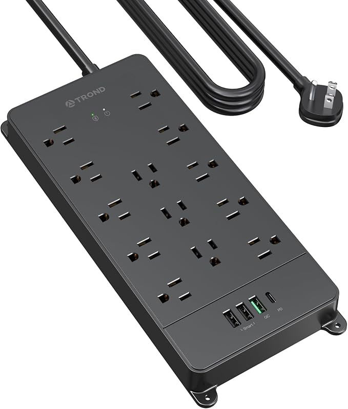 TROND Surge Protector Power Strip, 10ft Heavy Duty Extension Cord