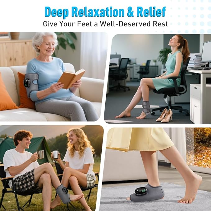 Foot and Ankle Massager for Pain Relief, Ankle Heating Pad Foot Renew Triple