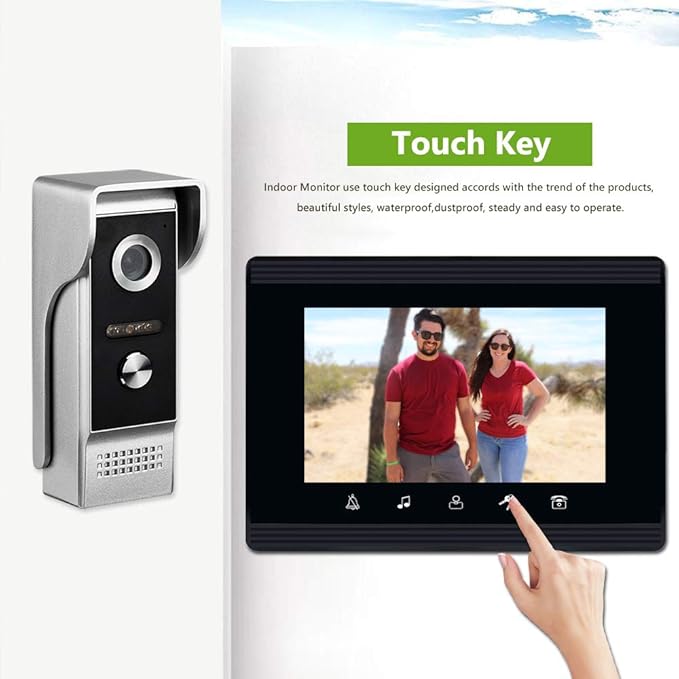 AMOCAM Video Intercom System, 7 Inches Monitor Wired Video Door Phone Doorbell
