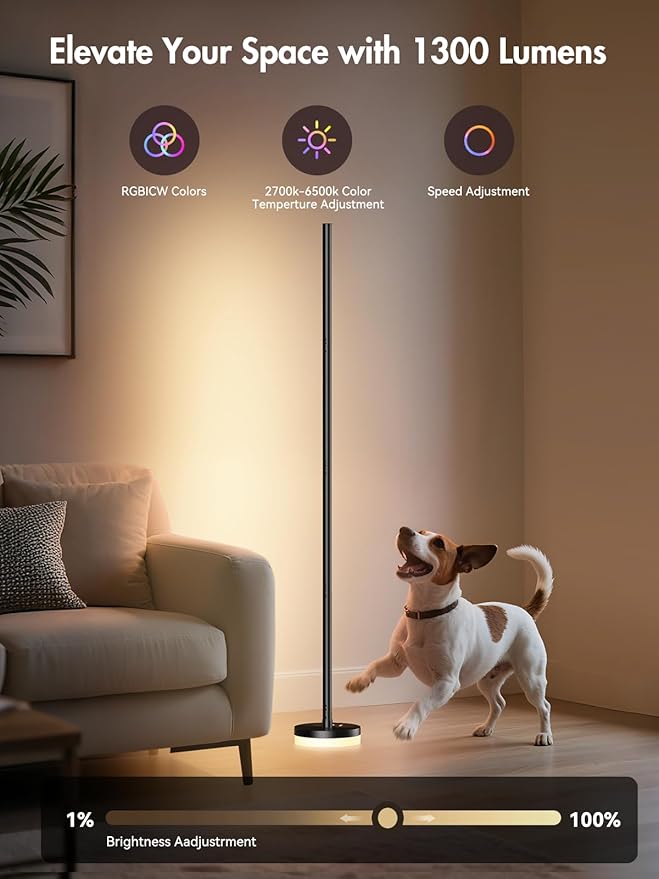OIYN Corner Floor Lamp, RGBICW LED Corner Lamp