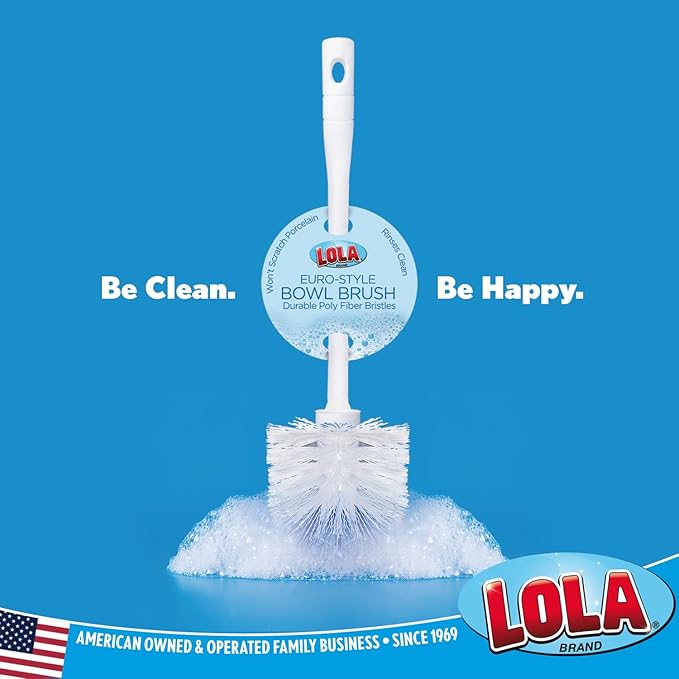 LOLA Classic Toilet Brush, 6 Pack, Durable Fiber Stiff Bristles, Compact Size