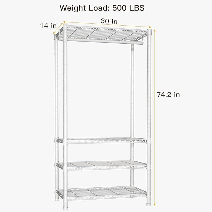 Ulif H2 Heavy-Duty Portable Closets, 4-Tier Freestanding Garment Rack Suit