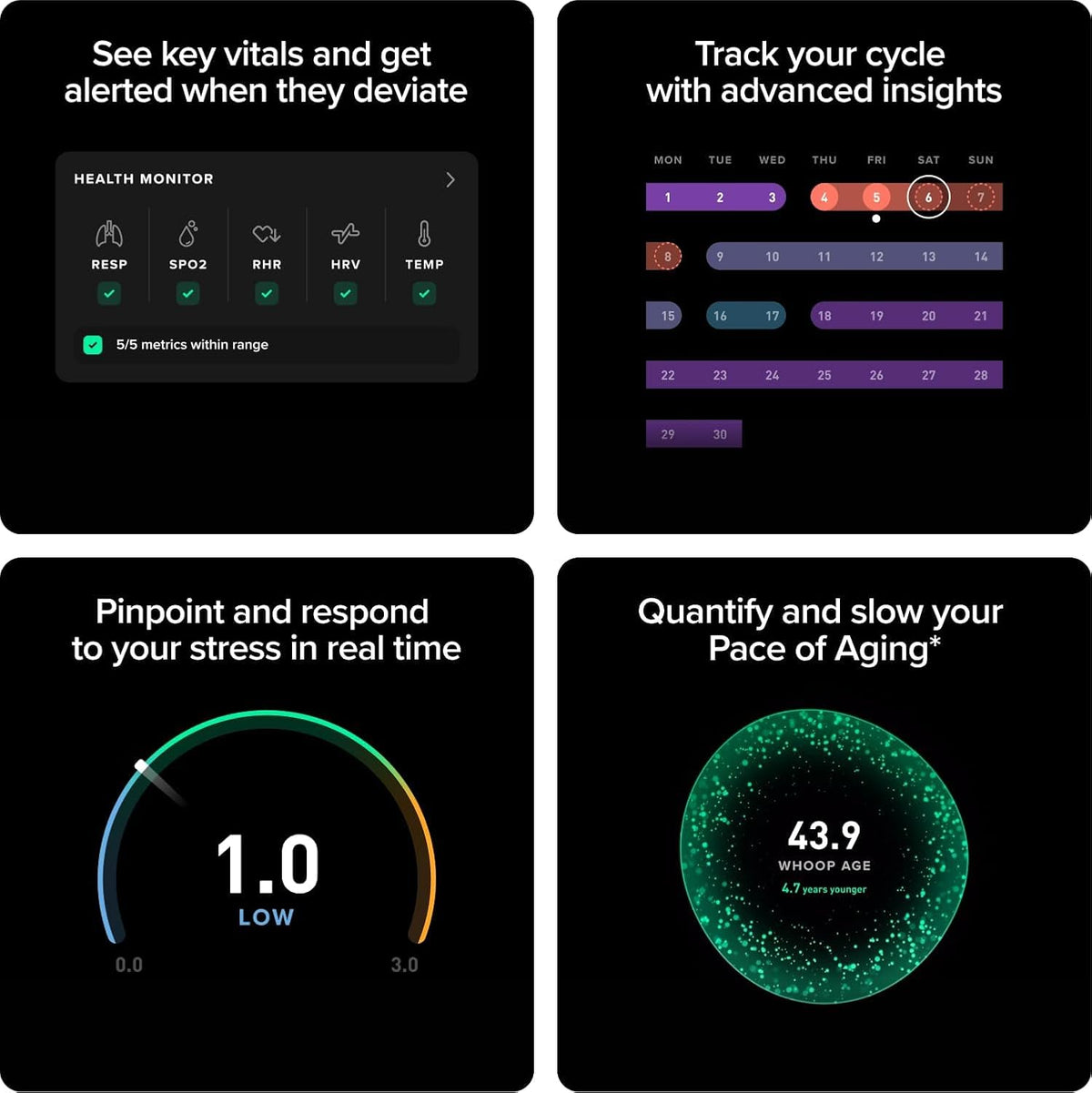 whoop 5.0/mg activity tracker - 12 month membership shown in use