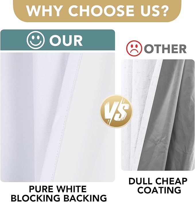 H.VERSAILTEX White Linen Blackout Curtains Durable Thick Textured Linen Look