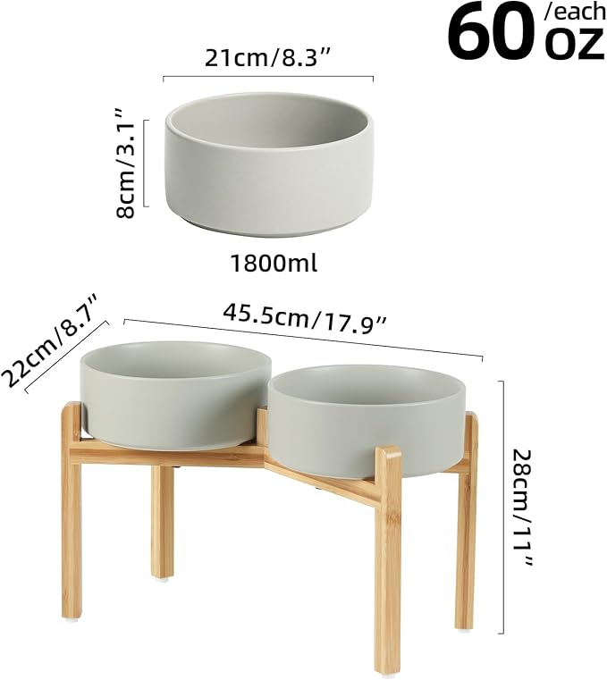 Ceramic Raised Double Bowls Set