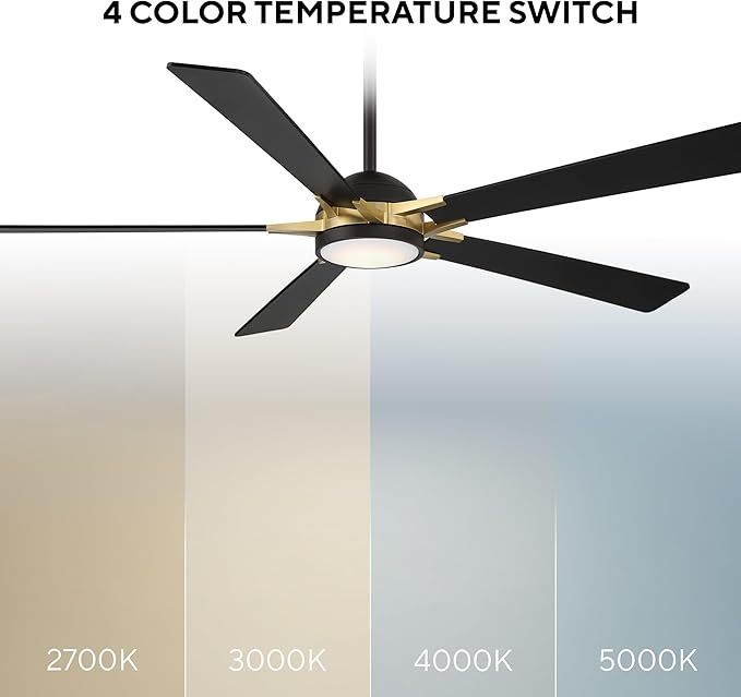Rotary Indoor and Outdoor 5-Blade 65in Smart Home Ceiling Fan in Matte Black