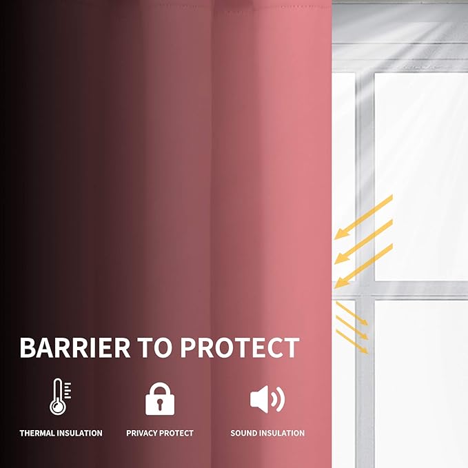 Easy-Going Blackout Curtains for Bedroom, Solid Thermal Insulated Grommet and