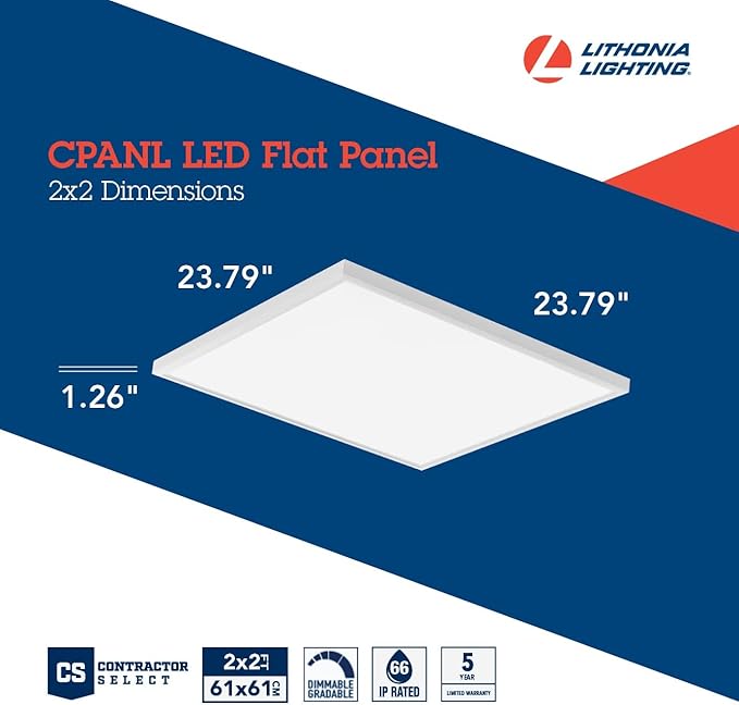 Lithonia Lighting CPANL 2x2 LED Flat Panel Light, 2 ft. by 2 ft. LED Light Panel