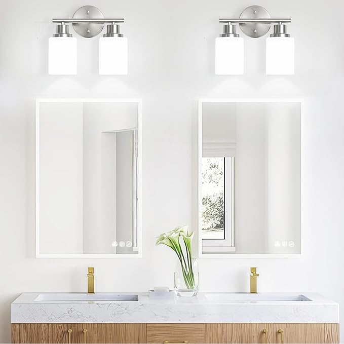 Guliaofo 2-Light Vanity Lights, Brushed Nickel Bathroom Light Fixture