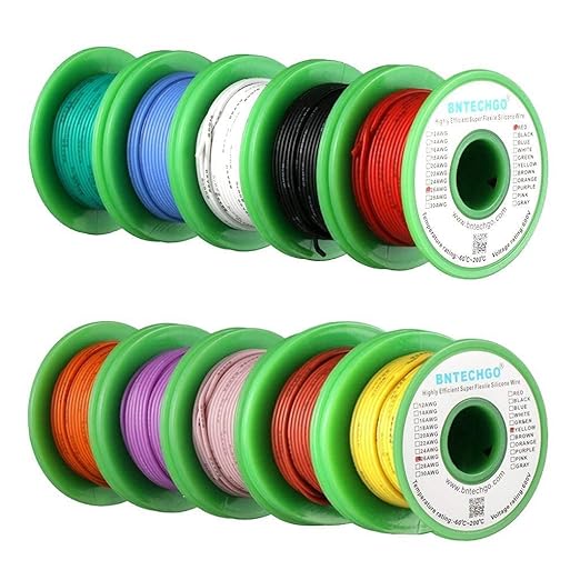 BNTECHGO 26 Gauge Silicone Wire Kit 10 Color Each 50 ft Flexible 26 AWG