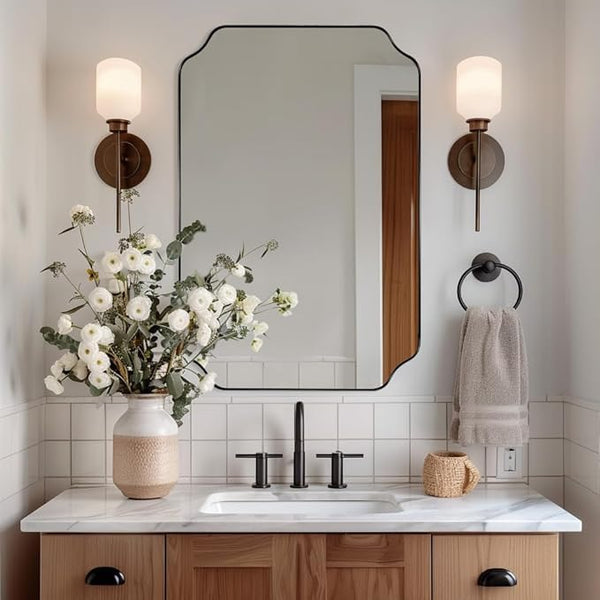 ANDY STAR Bathroom Vanity Mirror, 24x36 Inch Matte Black Mirror, Modern