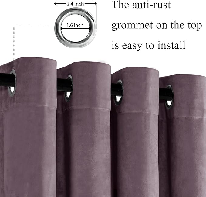 JIUZHEN Lavender Velvet Curtains 84 inches