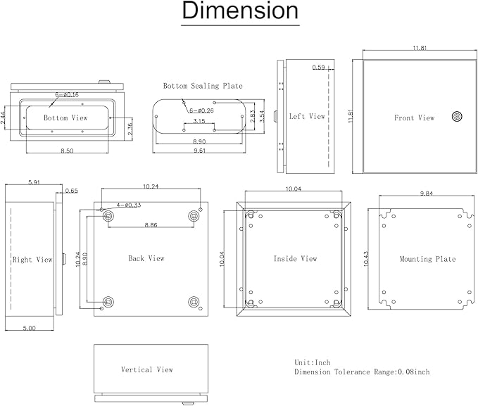 VEVOR NEMA Steel Enclosure, IP66 Waterproof & Dustproof, Outdoor/Indoor