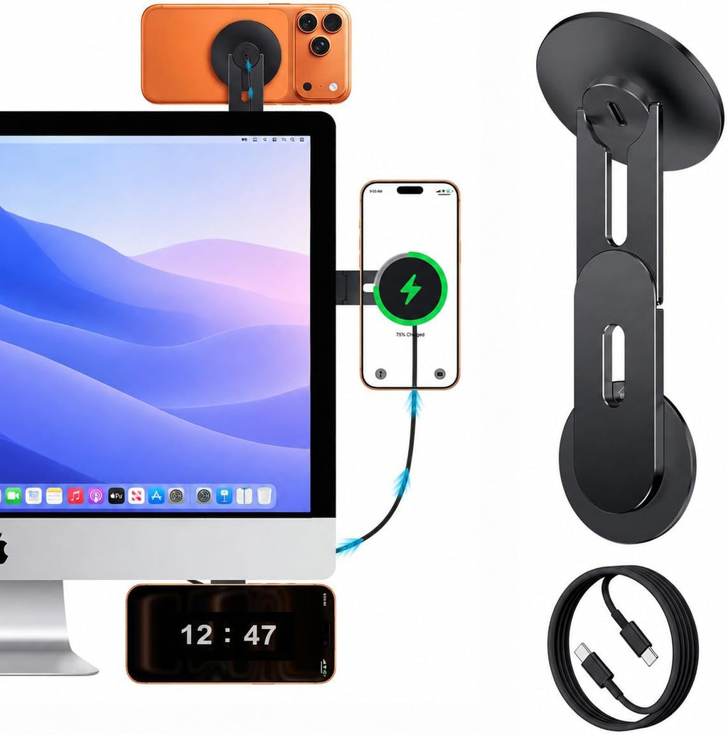 Magnetic Phone Mount for Laptop＆Tesla,15W Wireless for Magsafe Charger